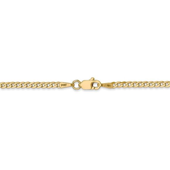2.2mm, 14k Yellow Gold, Solid Beveled Curb Chain Necklace, 22 Inch - Picture 3 of 7
